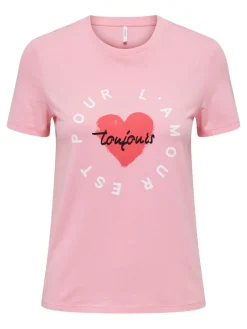Only Shirts*ONLBENJI REG S/S HEART TOP BOX JRS Candy Pink