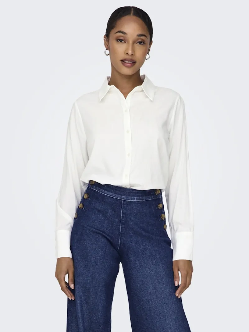 Only Blusen*ONLBERIT LIFE L/S SHIRT NOOS WVN Snow White