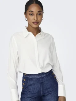 Only Blusen*ONLBERIT LIFE L/S SHIRT NOOS WVN Snow White