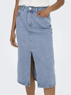 Only Röcke*ONLBIANCA MIDI SKIRT DNM REA NOOS Light Blue Denim