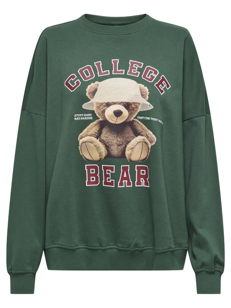 Only Pullover & Sweatshirts*ONLBILA L/S BEAR O-NECK SWT Pineneedle