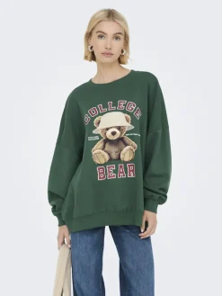 Only Pullover & Sweatshirts*ONLBILA L/S BEAR O-NECK SWT Pineneedle