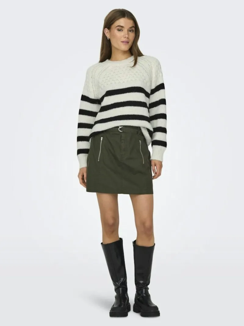 Only Pullover & Sweatshirts*ONLBILLIE LIFE LS STRIPE O-NECK EX KNT Cloud Dancer