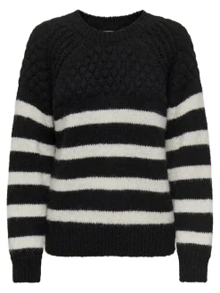 Only Pullover & Sweatshirts*ONLBILLIE LIFE LS STRIPE O-NECK EX KNT Black