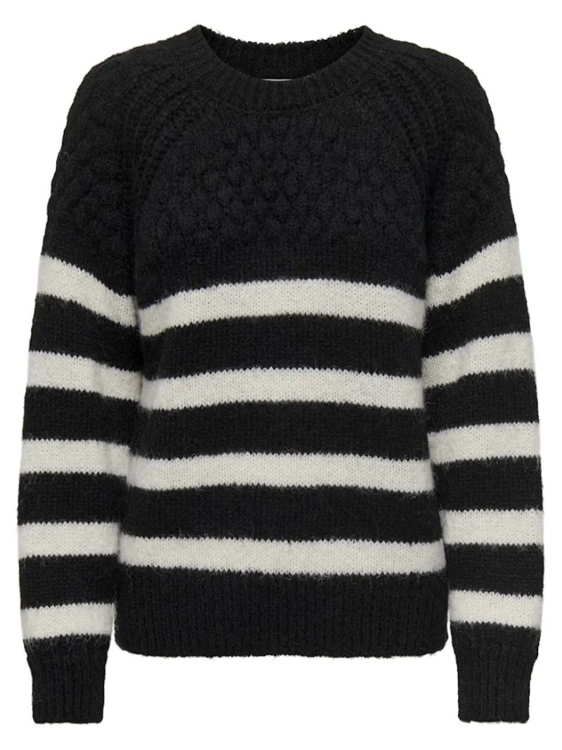Only Pullover & Sweatshirts*ONLBILLIE LIFE LS STRIPE O-NECK EX KNT Black