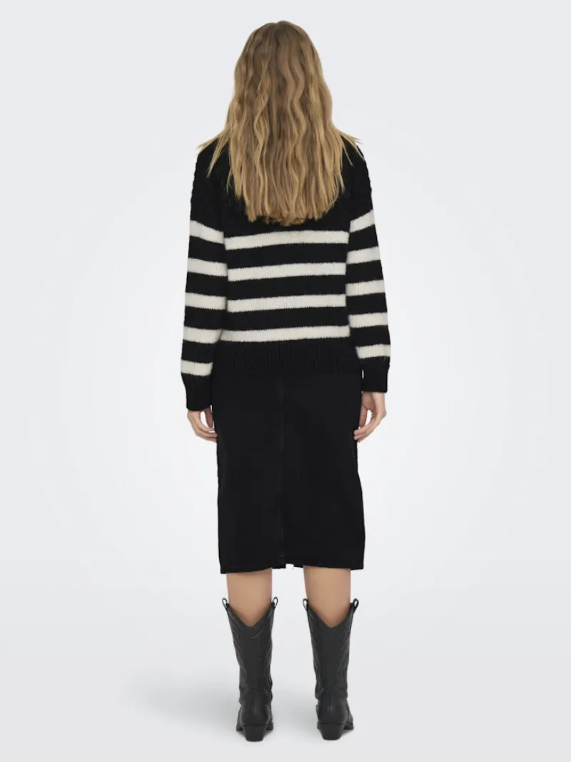 Only Pullover & Sweatshirts*ONLBILLIE LIFE LS STRIPE O-NECK EX KNT Black