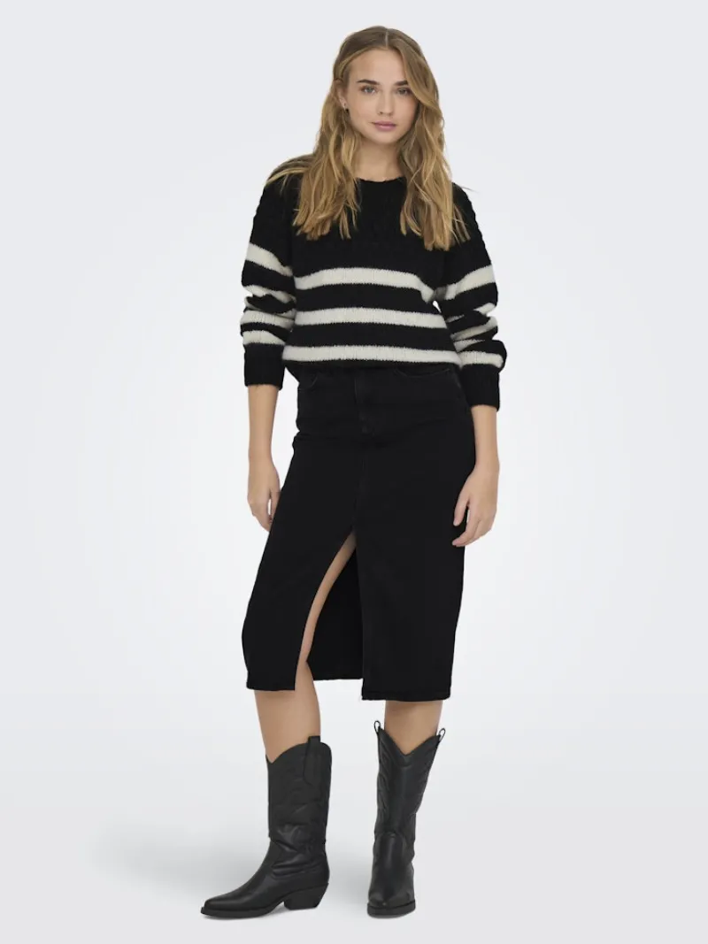 Only Pullover & Sweatshirts*ONLBILLIE LIFE LS STRIPE O-NECK EX KNT Black