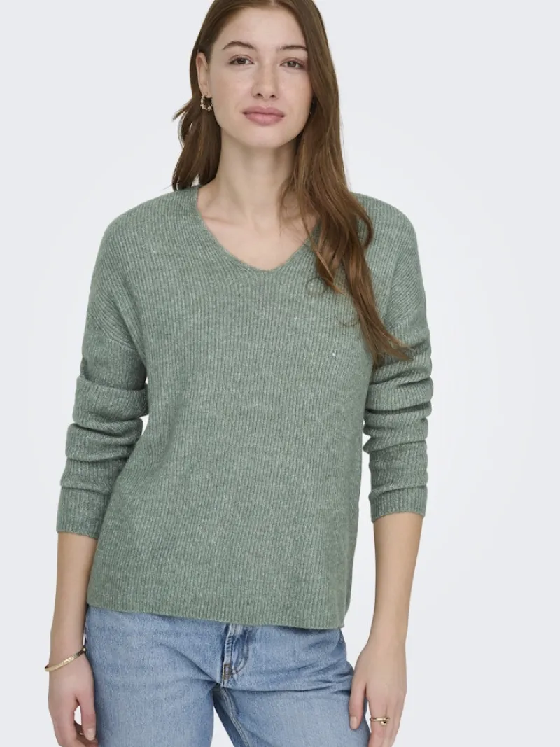 Only Pullover & Sweatshirts*ONLCAMILLA V-NECK L/S PULLOVER KNT NOOS Laurel Wreath