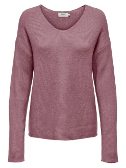 Only Pullover & Sweatshirts*ONLCAMILLA V-NECK L/S PULLOVER KNT NOOS crushed berry