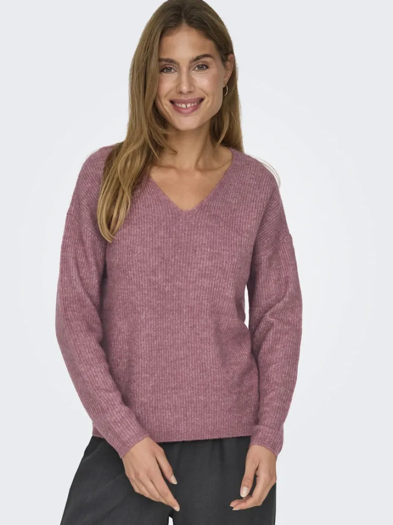 Only Pullover & Sweatshirts*ONLCAMILLA V-NECK L/S PULLOVER KNT NOOS crushed berry