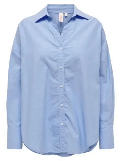 Only Blusen*ONLCARIA LS LOOSE SHIRT WVN Light Blue Denim