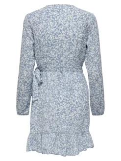 Only Kleider*ONLCARLY L/S WRAP SHORT DRESS NOOS WVN Cashmere Blue