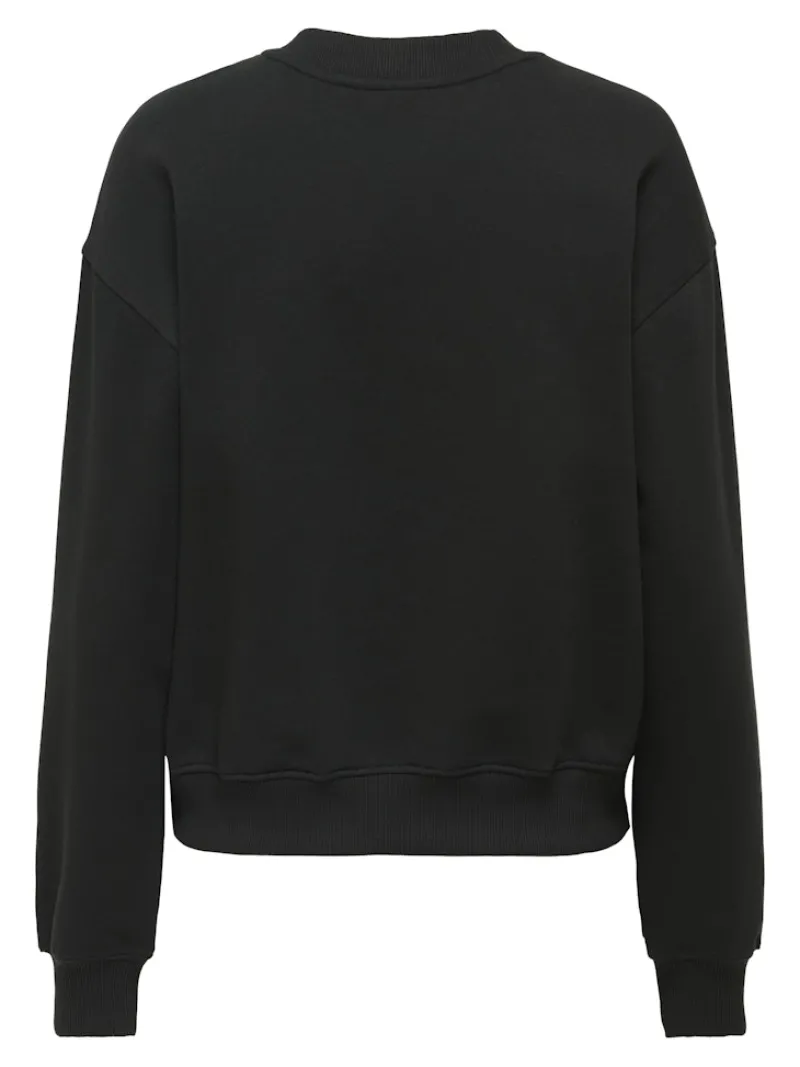 Only Pullover & Sweatshirts*ONLCORA L/S O-NECK APPLICATION BOX SWT Black