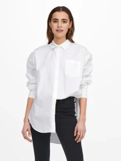 Only Blusen*ONLCORINA LS LOOSE SHIRT WVN Bright White