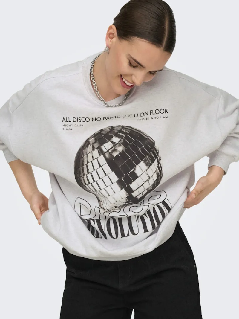 Only Pullover & Sweatshirts*ONLDAZE L/S PARTY O-NECK SWT Light Grey Melange