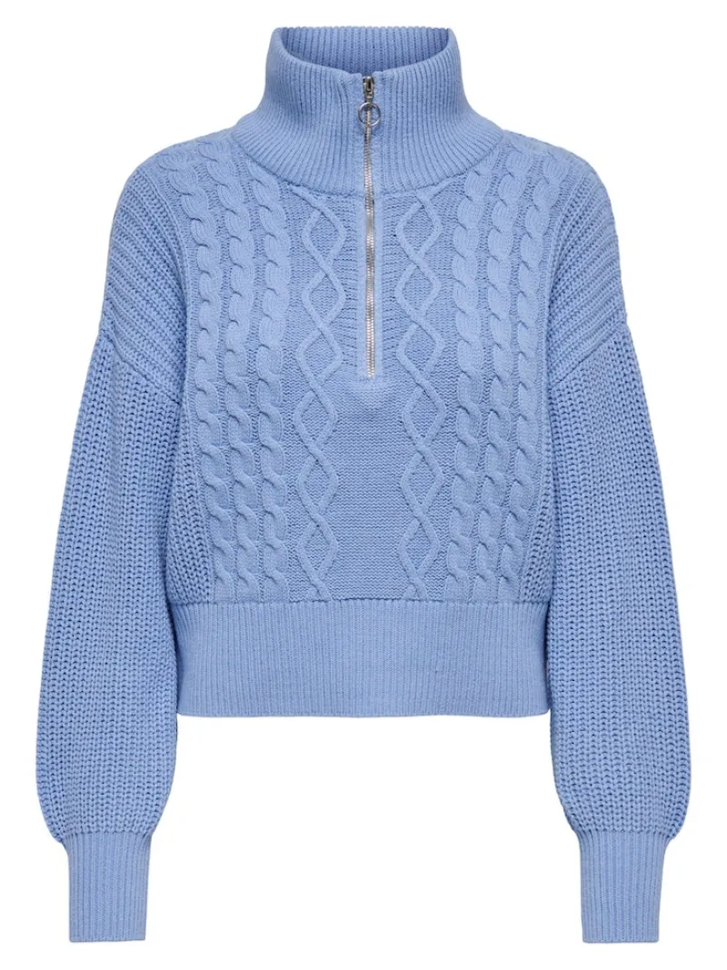 Only Pullover & Sweatshirts*ONLDORITTA LS CABLE ZIP HIG NECK KNT grapemist