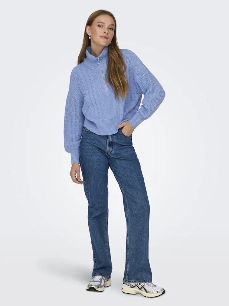 Only Pullover & Sweatshirts*ONLDORITTA LS CABLE ZIP HIG NECK KNT grapemist