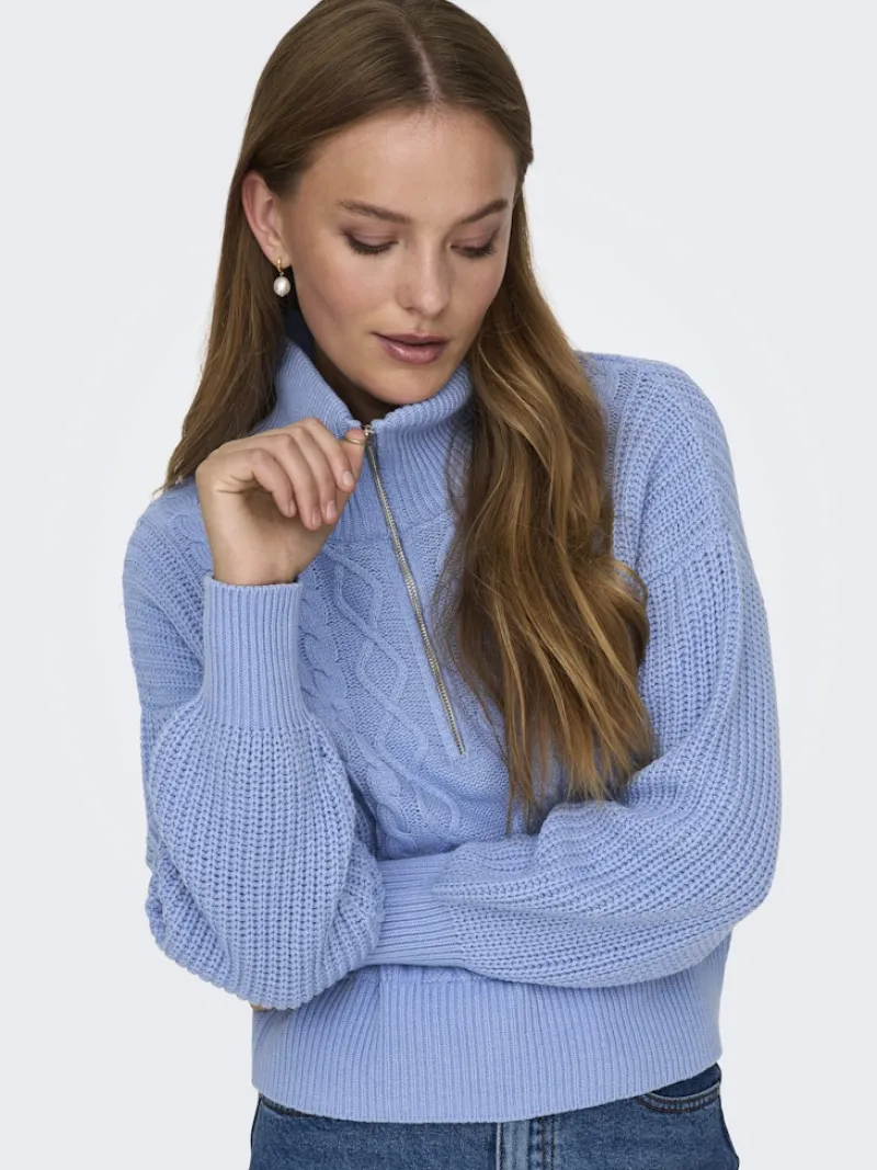 Only Pullover & Sweatshirts*ONLDORITTA LS CABLE ZIP HIG NECK KNT grapemist