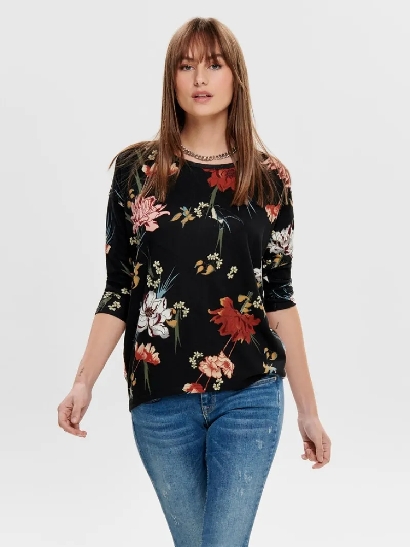 Only Shirts*ONLELCOS 4/5 AOP TOP JRS NOOS black3