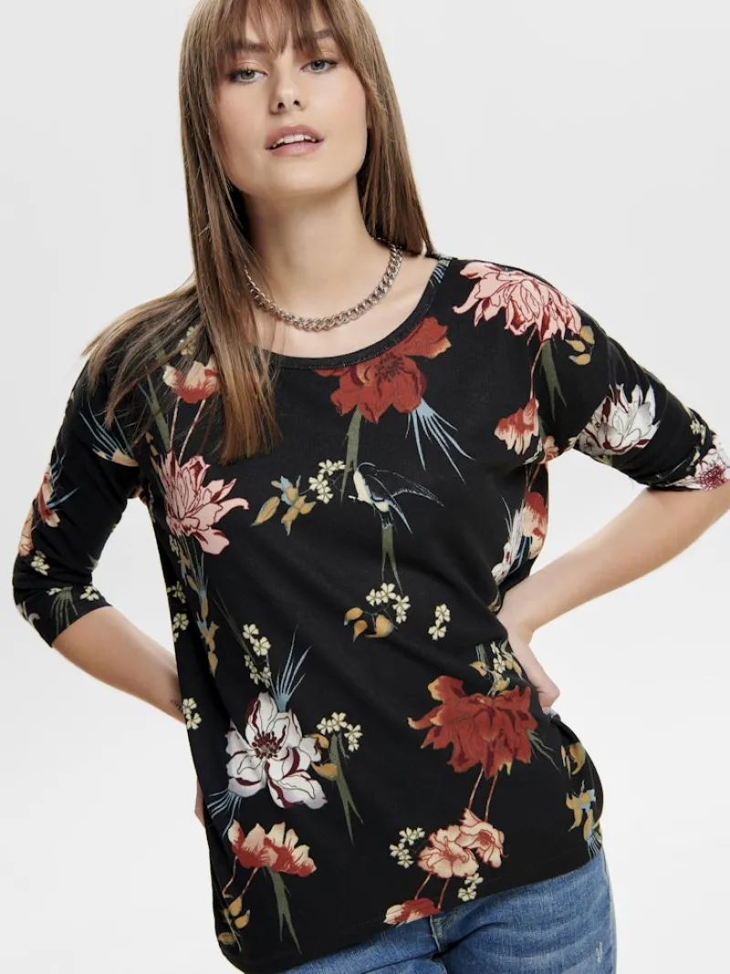 Only Shirts*ONLELCOS 4/5 AOP TOP JRS NOOS black3