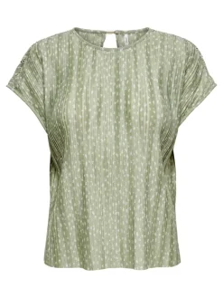 Only Blusen*ONLELEMA S/S O-NECK TOP BOX JRS desert sage