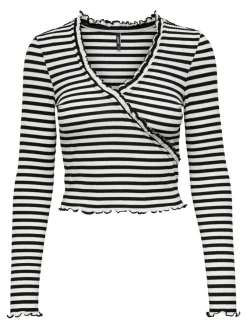 Only Shirts*ONLELLA L/S WRAP FRILL TOP JRS black2