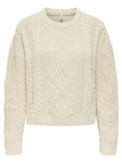 Only Pullover & Sweatshirts*ONLELLY LIFE LS CABLE O-NECK CC KNT birch