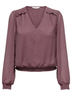 Only Blusen*ONLELMIRA LIFE NEW DOBBY L/S TOP NOOS rose brown