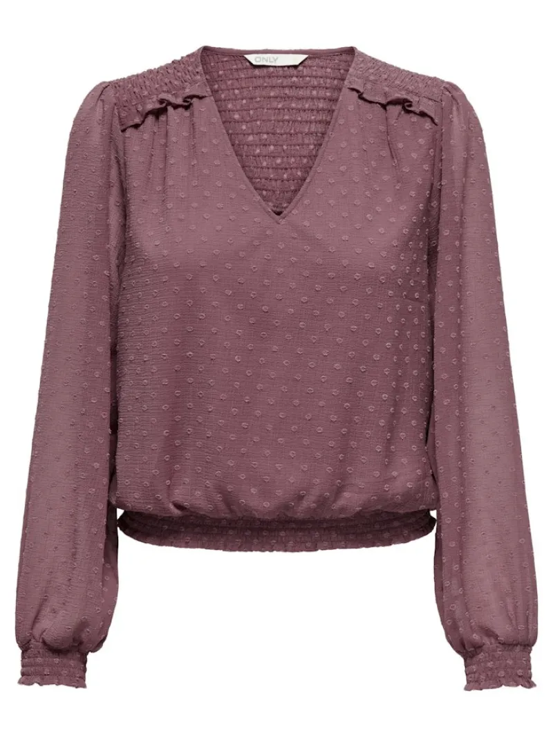 Only Blusen*ONLELMIRA LIFE NEW DOBBY L/S TOP NOOS rose brown
