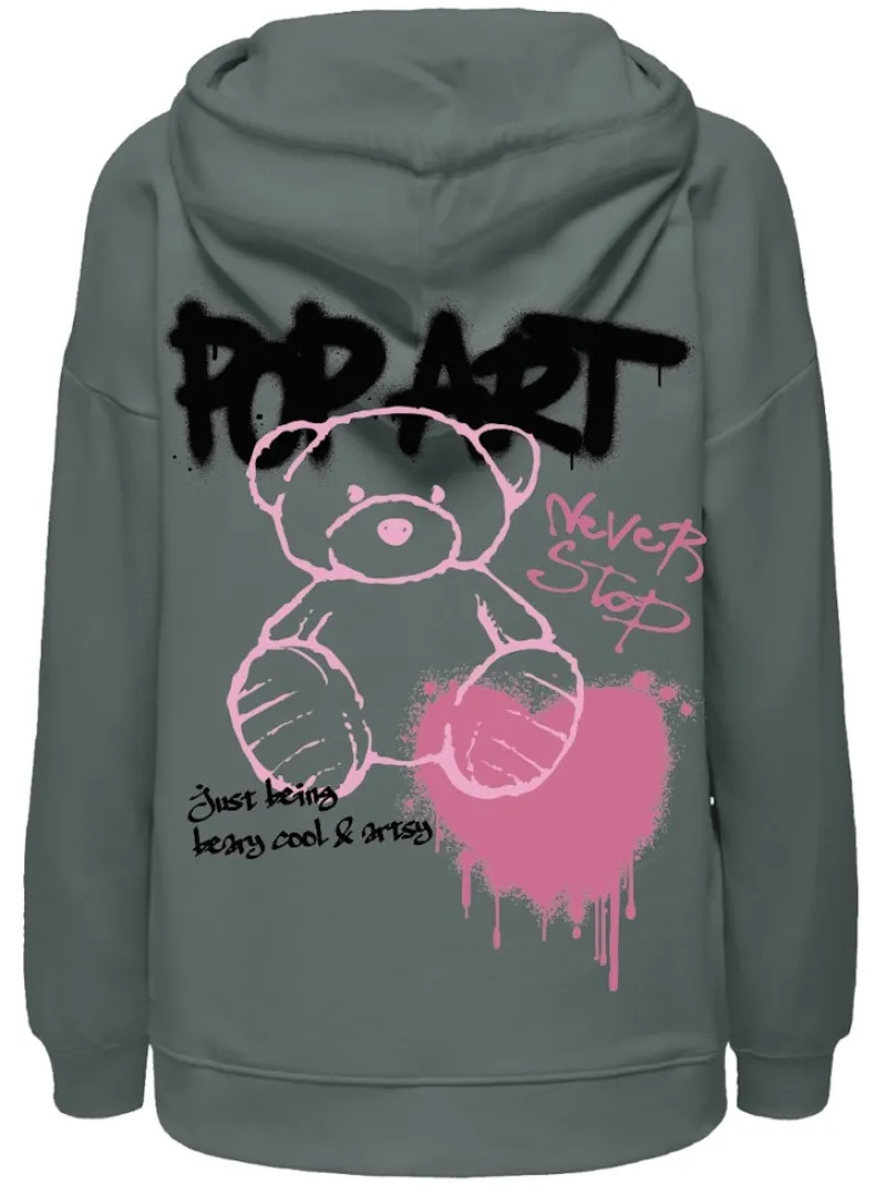 Only Pullover & Sweatshirts*ONLELODIE L/S GRAFITTI HOOD BOX SWT Balsam Green