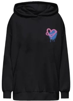 Only Pullover & Sweatshirts*ONLELODIE L/S GRAFITTI HOOD BOX SWT black4