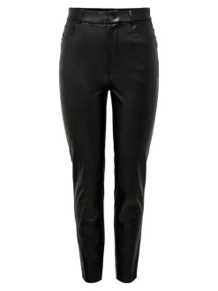 Only Hosen*ONLEMILY HW ST ANK FAUX LEATHER PNT NOOS Black