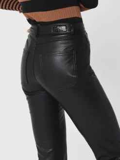 Only Hosen*ONLEMILY HW ST ANK FAUX LEATHER PNT NOOS Black