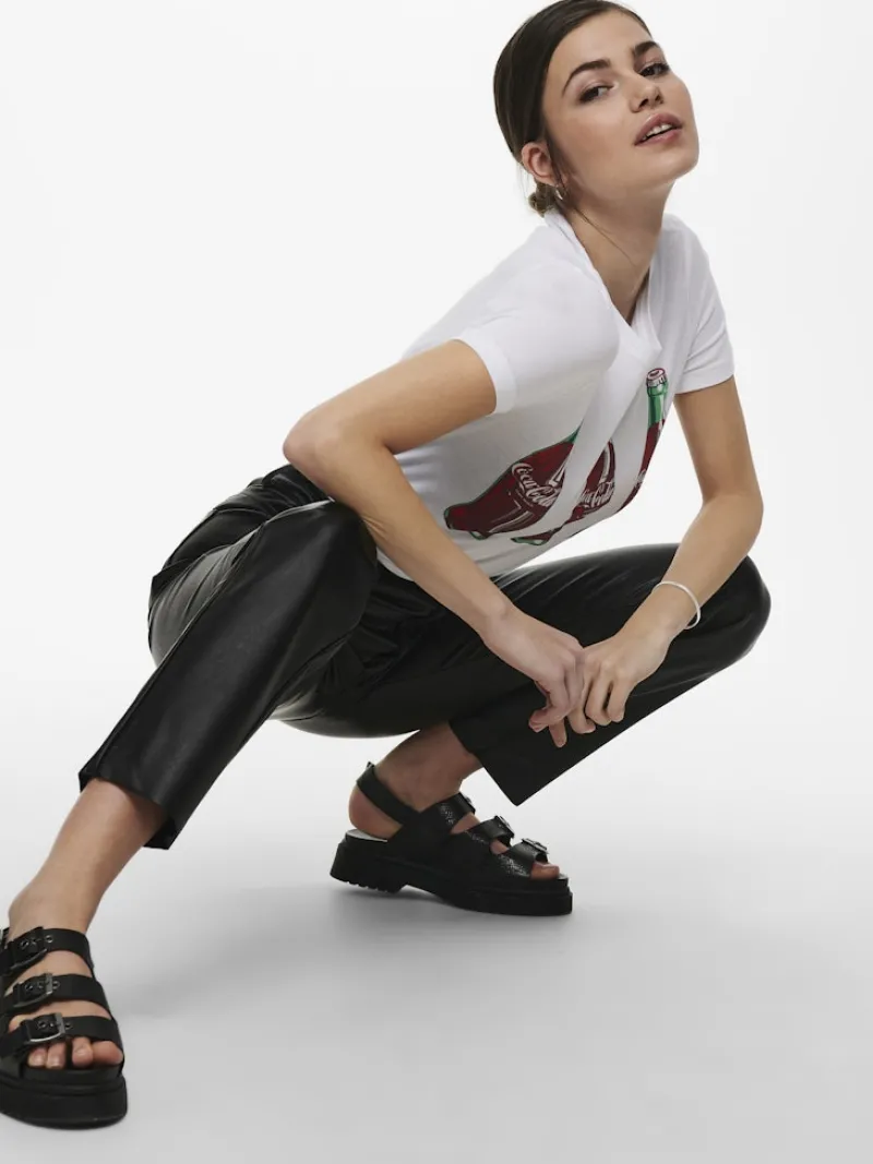 Only Hosen*ONLEMILY HW ST ANK FAUX LEATHER PNT NOOS Black