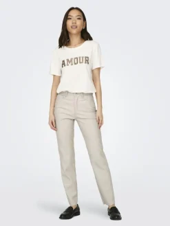 Only Hosen*ONLEMILY HW ST ANK FAUX LEATHER PNT NOOS Silver Lining