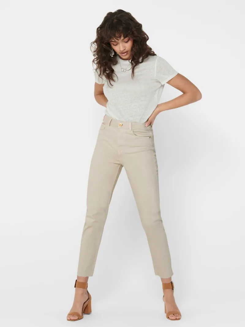 Only Jeans*ONLEMILY HW ST RW CRPANK DNM COL NOOS ecru