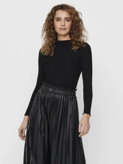 Only Shirts*ONLEMMA L/S HIGH NECK TOP NOOS JRS Schwarz
