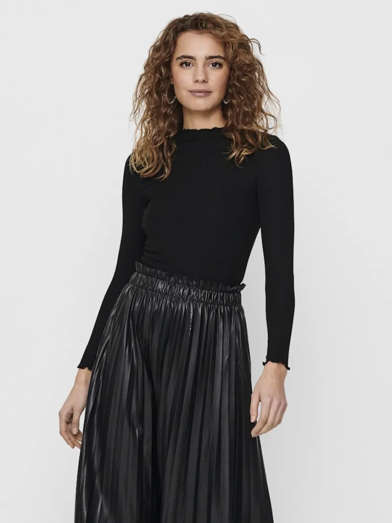 Only Shirts*ONLEMMA L/S HIGH NECK TOP NOOS JRS Schwarz