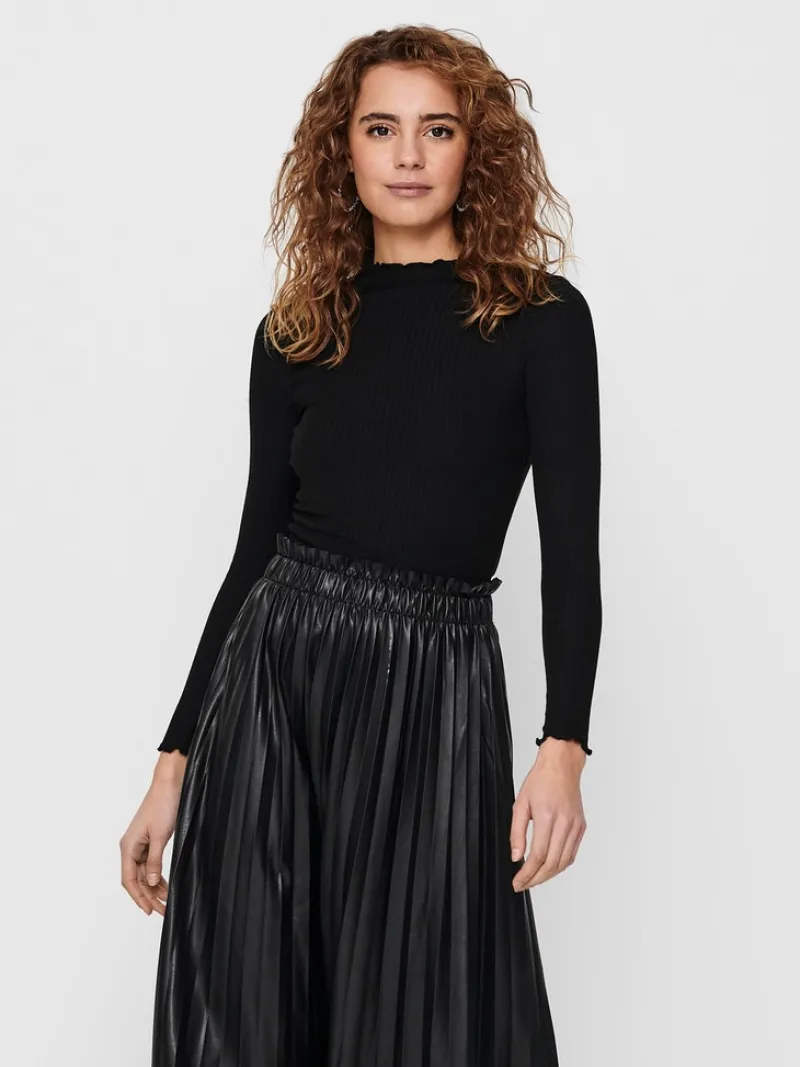 Only Shirts*ONLEMMA L/S HIGH NECK TOP NOOS JRS Schwarz