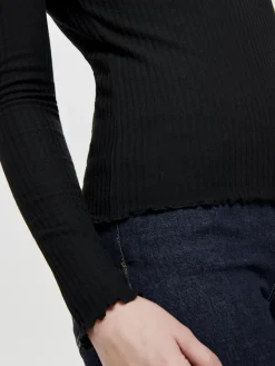 Only Shirts*ONLEMMA L/S HIGH NECK TOP NOOS JRS Schwarz