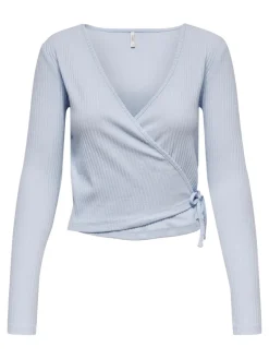 Only Shirts*ONLEMMA L/S TIE WRAP TOP JRS Halogen Blue