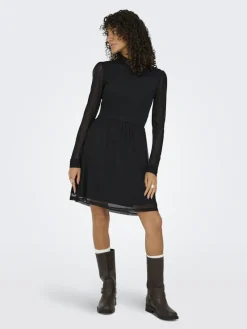 Only Kleider*ONLERICA L/S HIGH NECK DRESS JRS NOOS black1