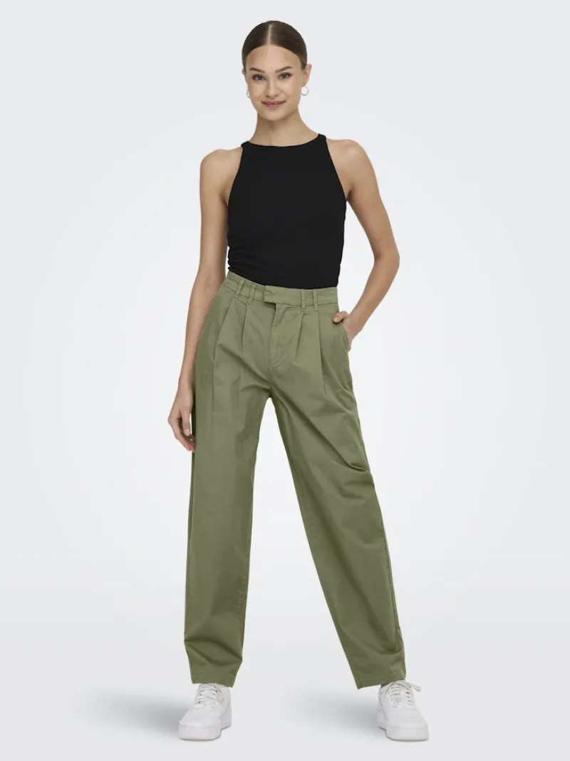 Only Hosen*ONLEVELYN HW LOOSE PLEAT CHINO PNT Aloe