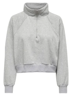 Only Pullover & Sweatshirts*ONLEVERY UNBRUSHED HALF ZIP SWEAT PNT Light Grey Melange