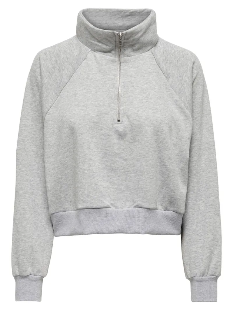 Only Pullover & Sweatshirts*ONLEVERY UNBRUSHED HALF ZIP SWEAT PNT Light Grey Melange