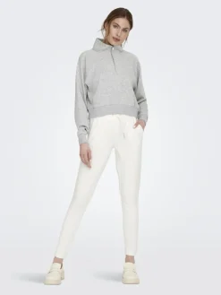 Only Pullover & Sweatshirts*ONLEVERY UNBRUSHED HALF ZIP SWEAT PNT Light Grey Melange