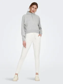 Only Pullover & Sweatshirts*ONLEVERY UNBRUSHED HALF ZIP SWEAT PNT Light Grey Melange