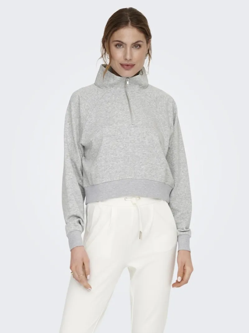 Only Pullover & Sweatshirts*ONLEVERY UNBRUSHED HALF ZIP SWEAT PNT Light Grey Melange