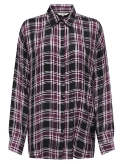 Only Blusen*ONLEVIA CHECK L/S LOOSE SHIRT WVN tawny port