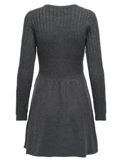 Only Kleider*ONLFIA LS CABLE DRESS CS KNT Dark Grey Melange